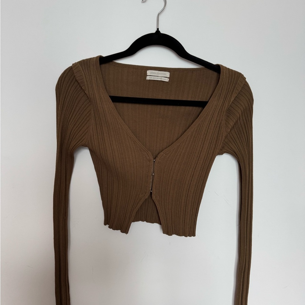 Urban Outfitters Olive Green Ribbed Long Sleeve Top